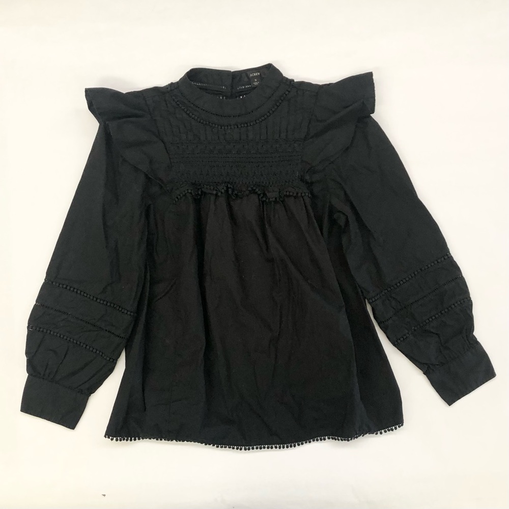 J. Crew smocked long sleeved top. Black size S